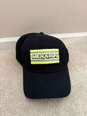 Menards Black Baseball Cap with Neon Yellow Patch
